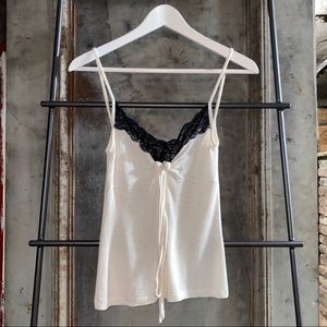 Patrizia Pepe White Black Lace Cotton Tank Top